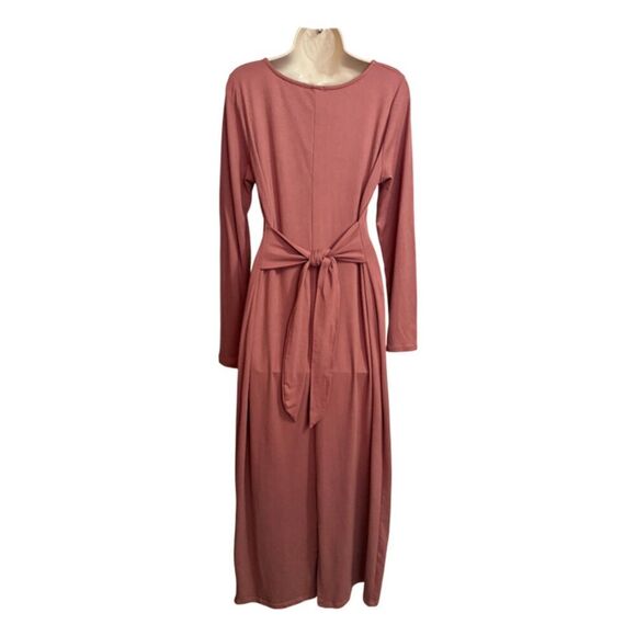 Roolee Mauve Tie Front Long Sleeve Maxi Dress - Picture 4 of 13